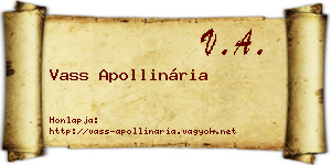 Vass Apollinária névjegykártya